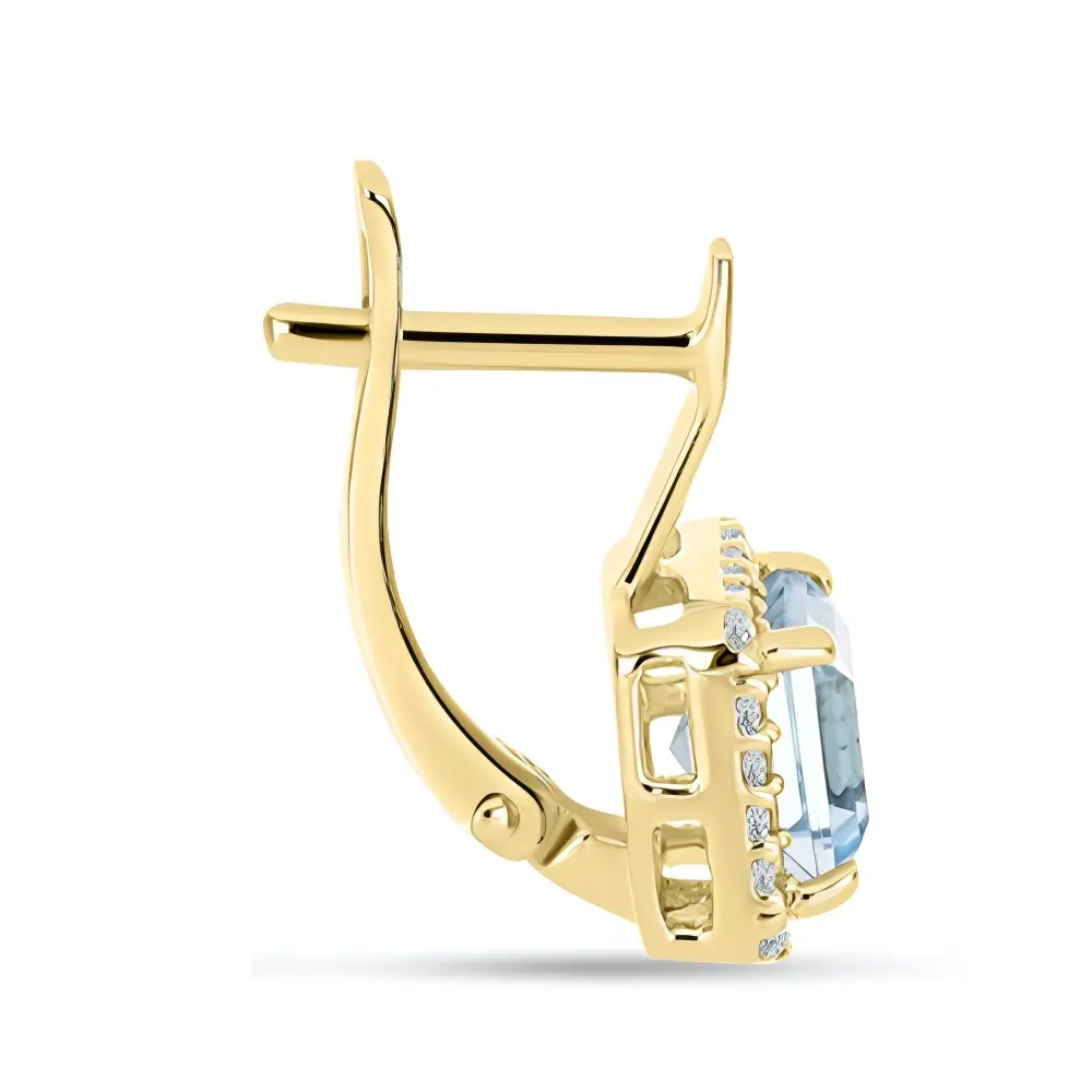 BUY NATURAL SKY BLUE TOPAZ GEMSTONE EARRING IN 14K GOLD